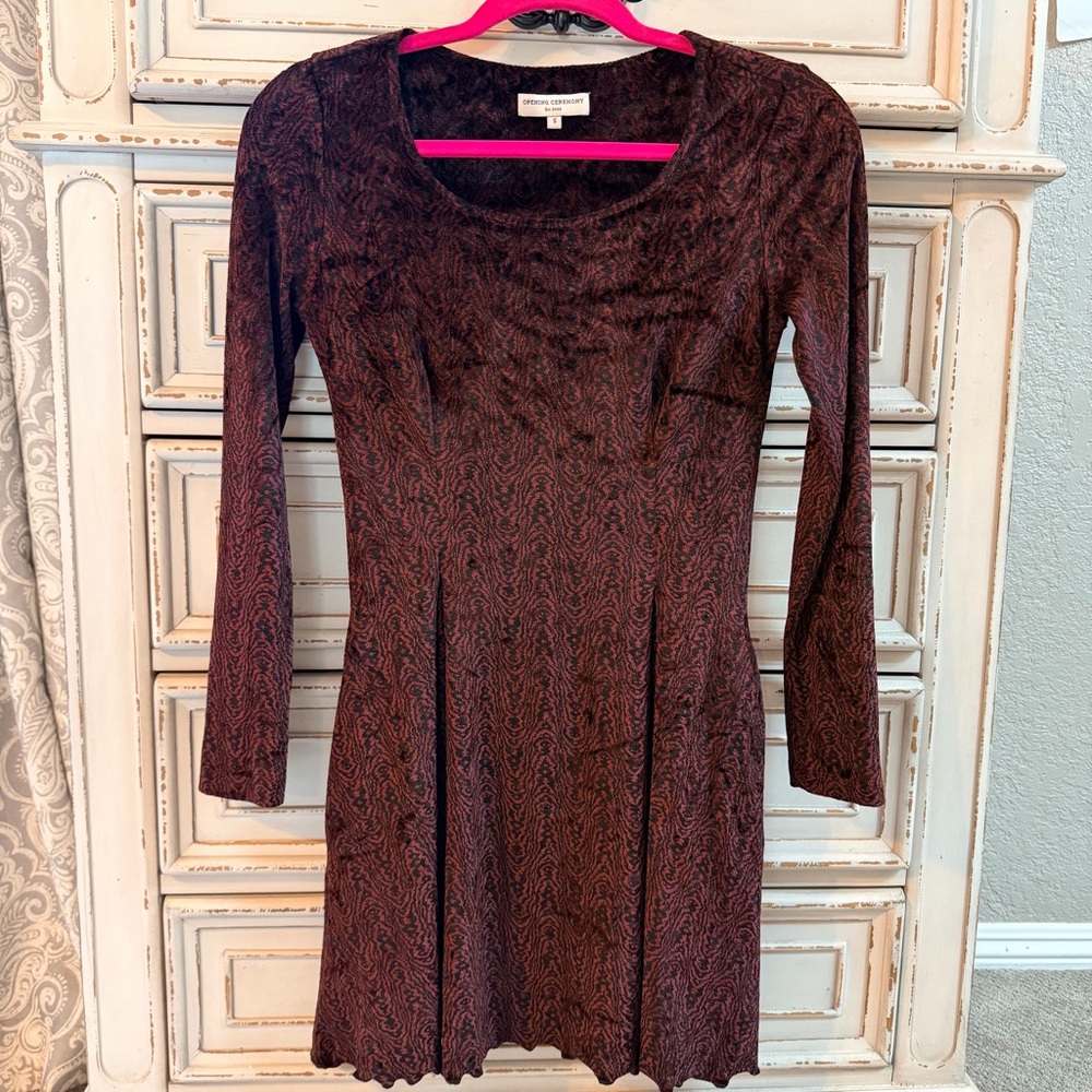 Opening Ceremony Long Sleeve Fit & Flare Dress